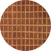 Round Machine Washable Checkered Brown Modern Rug, wshabs1577brn