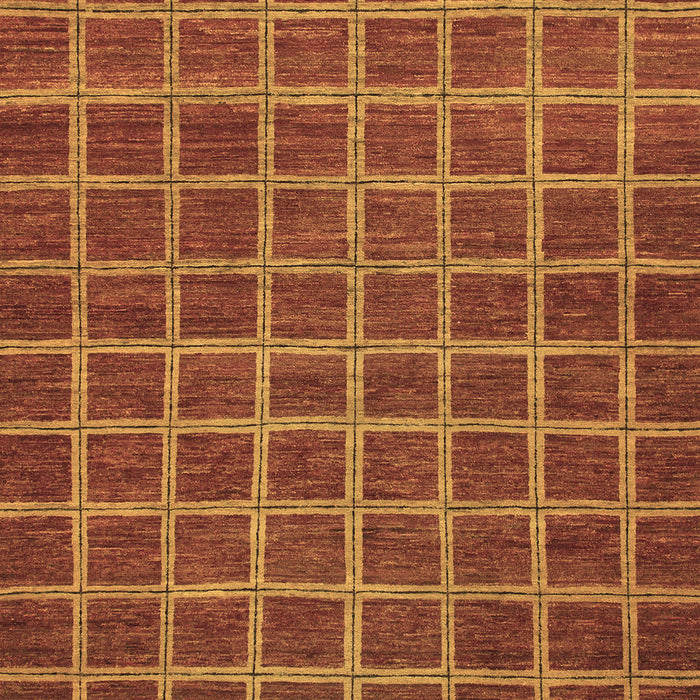 Machine Washable Checkered Brown Modern Rug, wshabs1577brn