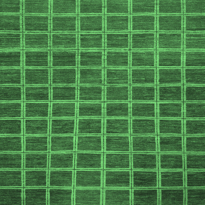 Square Machine Washable Checkered Emerald Green Modern Area Rugs, wshabs1577emgrn
