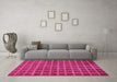 Machine Washable Checkered Pink Modern Rug in a Living Room, wshabs1577pnk