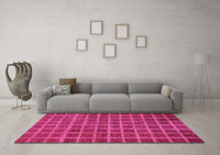 Machine Washable Checkered Pink Modern Rug, wshabs1577pnk