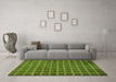 Machine Washable Checkered Green Modern Area Rugs in a Living Room,, wshabs1577grn