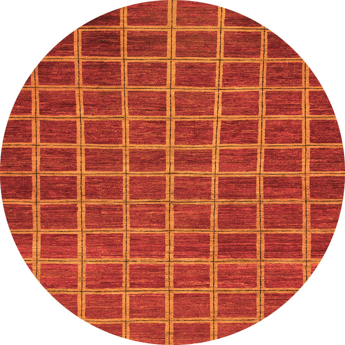 Round Checkered Orange Modern Rug, abs1577org