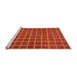 Sideview of Machine Washable Checkered Orange Modern Area Rugs, wshabs1577org