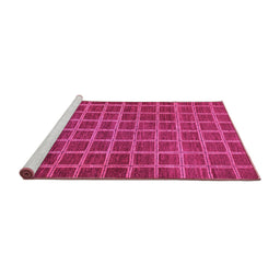 Sideview of Machine Washable Checkered Pink Modern Rug, wshabs1577pnk