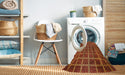 Machine Washable Abstract Red Rug in a Washing Machine, wshabs1577