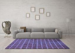Machine Washable Checkered Blue Modern Rug in a Living Room, wshabs1577blu
