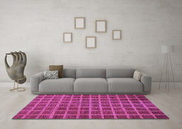 Machine Washable Checkered Purple Modern Area Rugs in a Living Room, wshabs1577pur