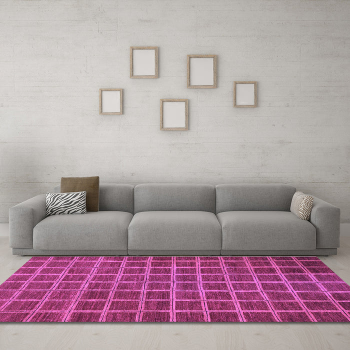 Machine Washable Checkered Purple Modern Area Rugs in a Living Room, wshabs1577pur