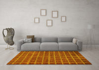 Machine Washable Checkered Yellow Modern Rug, wshabs1577yw