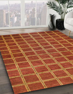 Machine Washable Abstract Red Rug in a Family Room, wshabs1577