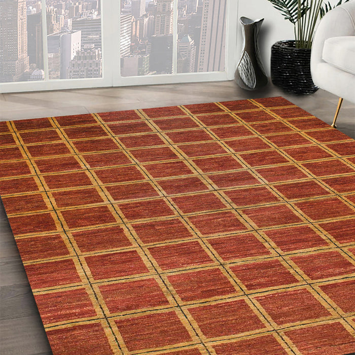 Machine Washable Abstract Red Rug in a Family Room, wshabs1577