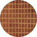 Round Checkered Brown Modern Rug, abs1577brn