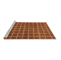 Sideview of Machine Washable Checkered Brown Modern Rug, wshabs1577brn