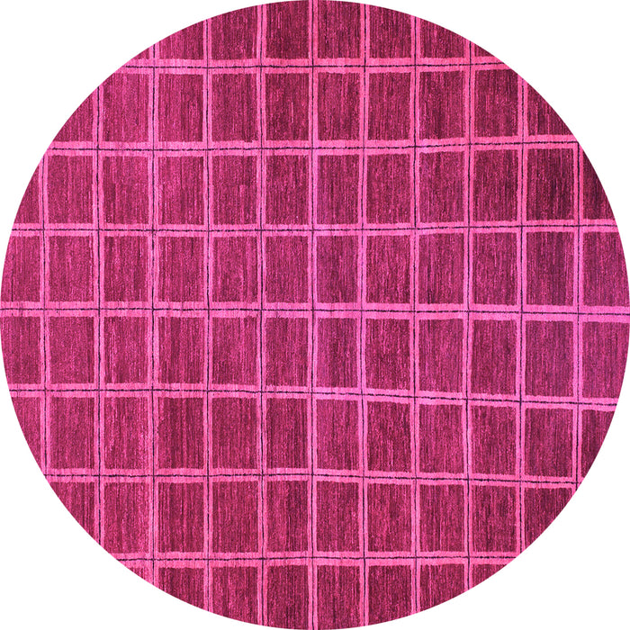 Round Checkered Pink Modern Rug, abs1577pnk