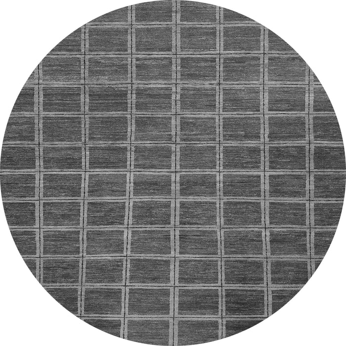 Round Checkered Gray Modern Rug, abs1577gry