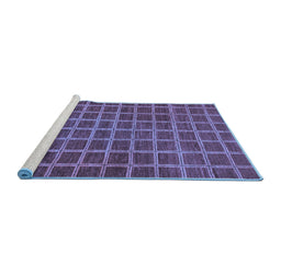 Sideview of Machine Washable Checkered Blue Modern Rug, wshabs1577blu