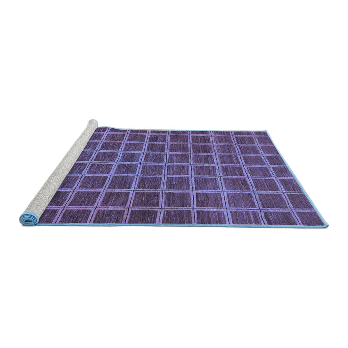 Sideview of Machine Washable Checkered Blue Modern Rug, wshabs1577blu