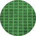 Round Checkered Emerald Green Modern Rug, abs1577emgrn