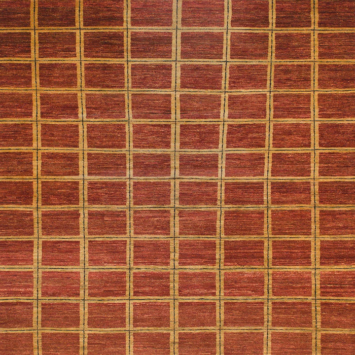 Square Abstract Red Checkered Rug, abs1577