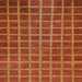 Square Abstract Red Checkered Rug, abs1577