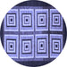 Round Abstract Blue Modern Rug, abs1578blu