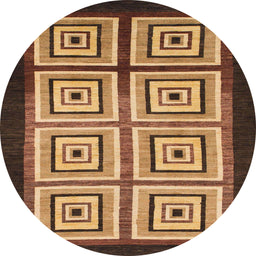 Round Machine Washable Abstract Orange Rug, wshabs1578