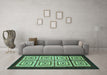 Machine Washable Abstract Turquoise Modern Area Rugs in a Living Room,, wshabs1578turq