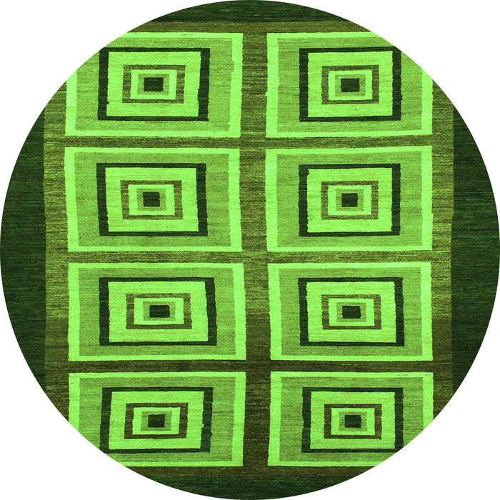 Round Machine Washable Abstract Green Modern Area Rugs, wshabs1578grn