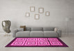 Machine Washable Abstract Pink Modern Rug in a Living Room, wshabs1578pnk