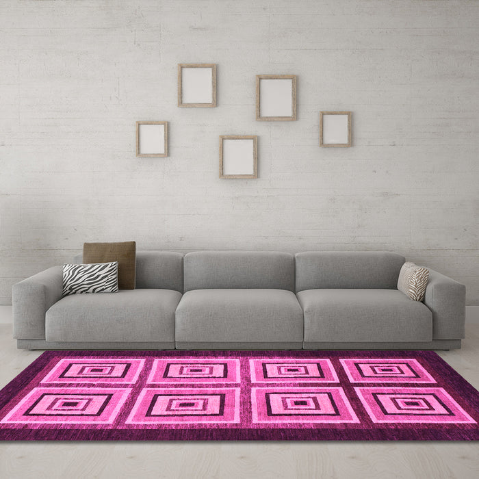 Machine Washable Abstract Pink Modern Rug in a Living Room, wshabs1578pnk