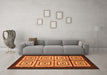 Machine Washable Abstract Orange Modern Area Rugs in a Living Room, wshabs1578org