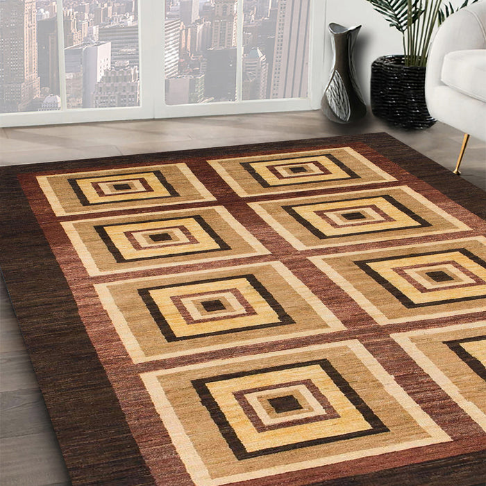 Abstract Orange Modern Rug in Family Room, abs1578