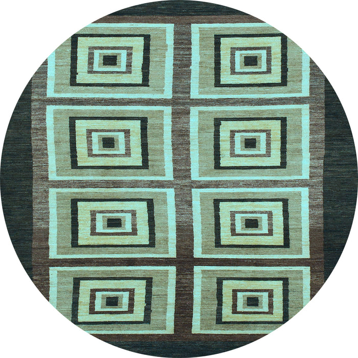 Round Machine Washable Abstract Light Blue Modern Rug, wshabs1578lblu