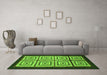 Machine Washable Abstract Green Modern Area Rugs in a Living Room,, wshabs1578grn