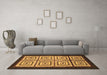 Machine Washable Abstract Brown Modern Rug in a Living Room,, wshabs1578brn