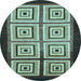 Round Abstract Light Blue Modern Rug, abs1578lblu