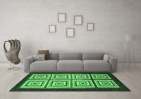 Machine Washable Abstract Emerald Green Modern Rug, wshabs1578emgrn