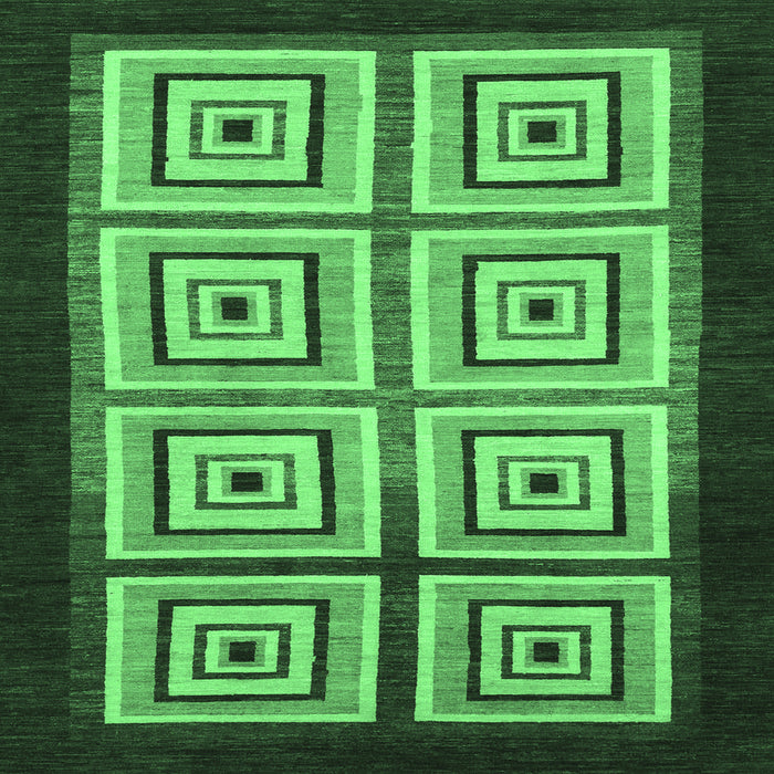 Square Abstract Emerald Green Modern Rug, abs1578emgrn
