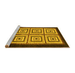 Sideview of Machine Washable Abstract Yellow Modern Rug, wshabs1578yw