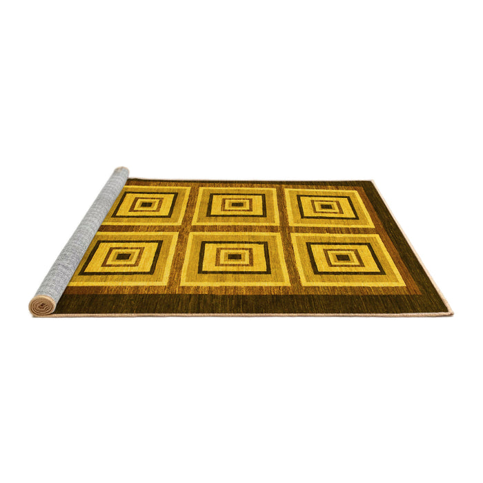 Sideview of Machine Washable Abstract Yellow Modern Rug, wshabs1578yw