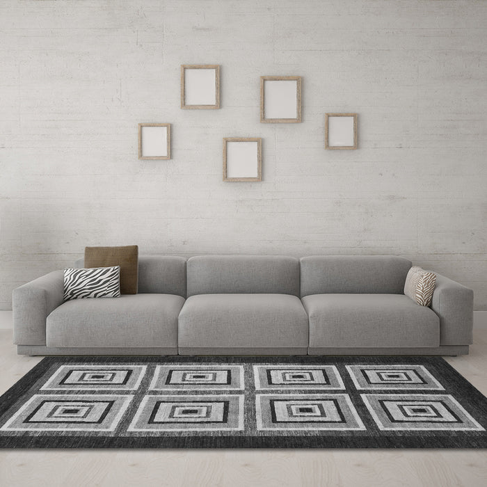 Machine Washable Abstract Gray Modern Rug in a Living Room,, wshabs1578gry