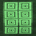 Square Machine Washable Abstract Emerald Green Modern Area Rugs, wshabs1578emgrn