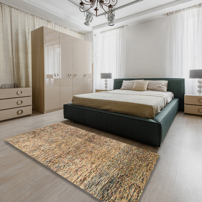 Machine Washable Abstract Brown Sugar Brown Rug in a Bedroom, wshabs1579