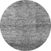 Round Machine Washable Abstract Gray Modern Rug, wshabs1579gry