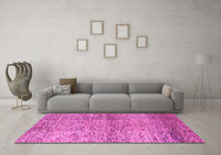 Machine Washable Abstract Pink Modern Rug, wshabs1579pnk