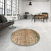 Round Machine Washable Abstract Brown Sugar Brown Rug in a Office, wshabs1579