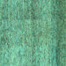 Square Machine Washable Abstract Turquoise Modern Area Rugs, wshabs1579turq