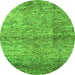 Round Abstract Green Modern Rug, abs1579grn