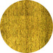 Round Abstract Yellow Modern Rug, abs1579yw